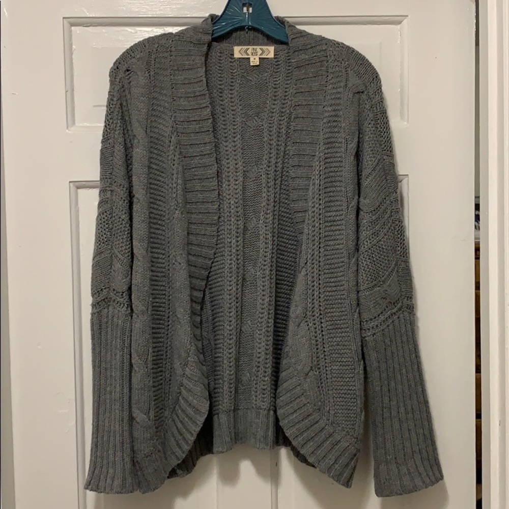 Gray cardigan sweater